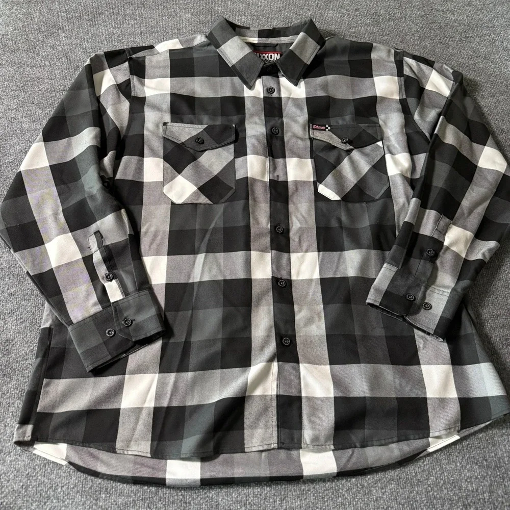 Dixxon Flannel Finish Line Black/White Buffalo Plaid Long Sleeve Mens 4X